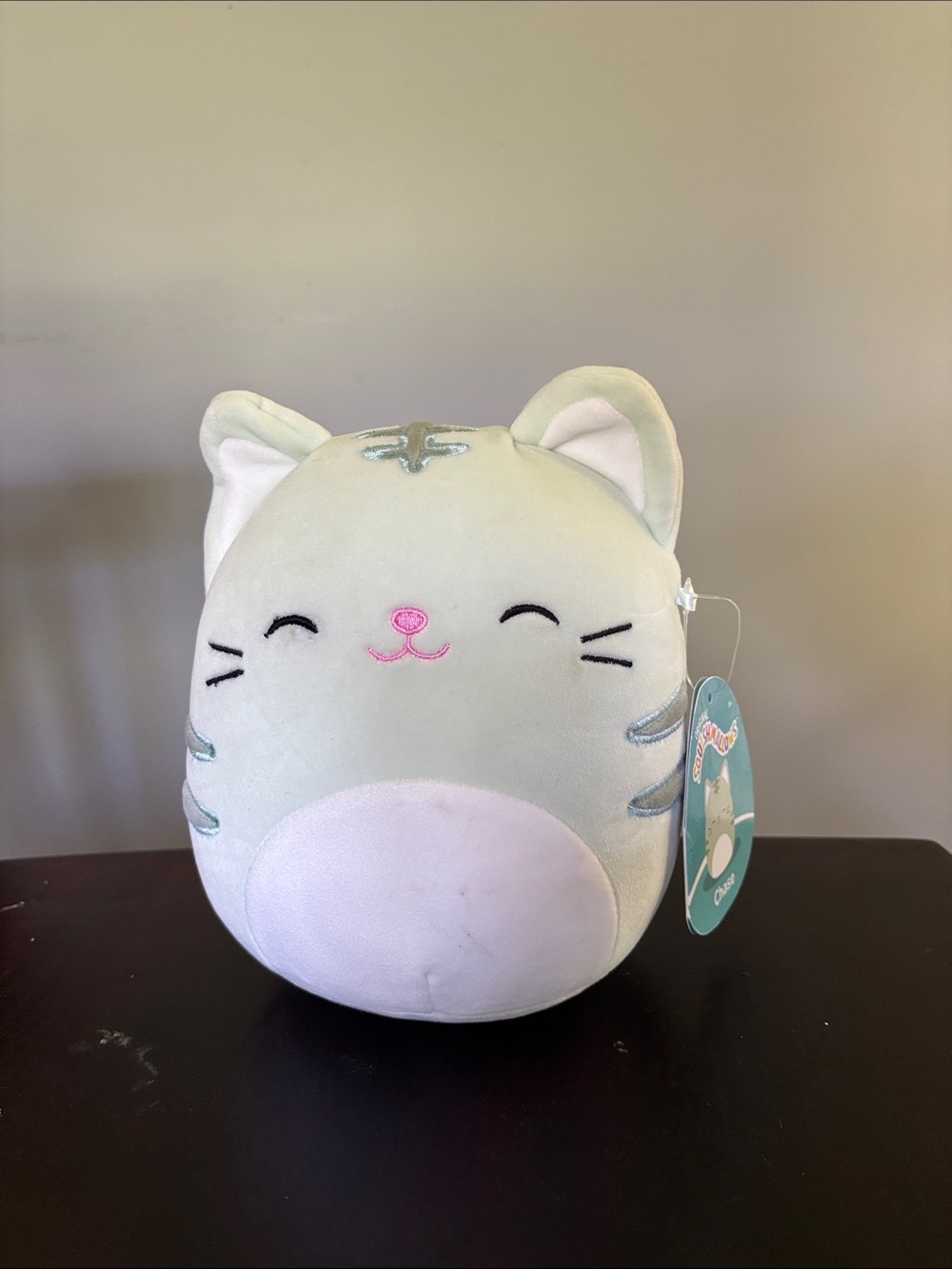 Squishmallows Plush Cat 7” - Pale Green with White Belly